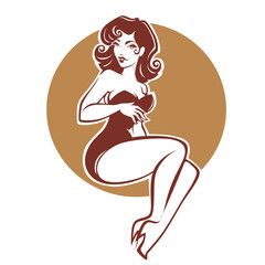 sexy and beauty retro pinup girl for your logo or label design - 130399802