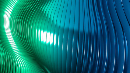 Green and blue, azure beautiful colorful 3d background with smoo