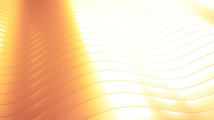 Golden beautiful colorful 3d background with smooth lines and wa