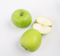 Green apple fruits and  isolated on white background