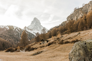Zermatt, Bergdorf, Alpen, Wanderweg, Zmutt, Furi, Matterhorn, Wallis, Schweizer Berge, alpin, Winter, Schweiz