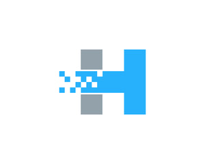 Letter H Pixel Logo Design Element