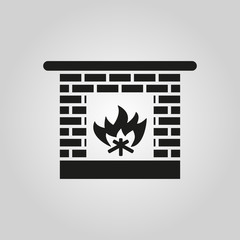 Fireplace icon. Hearth and chimney, fire, mantelpiece, heat symbol. Flat design. Stock - Vector illustration