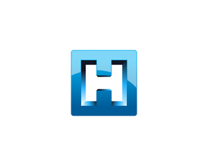 Letter H 3D Square Logo Design Element