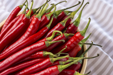 Red Hot Chilli Peppers in Wooden Bowl