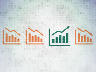 Business concept: growth graph icon on Digital Data Paper background
