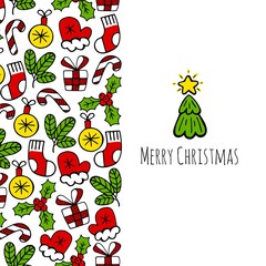 Christmas vertical banner color vector design.