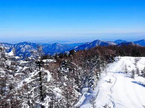 Fototapeta view from Mt. Kumotori in the winter