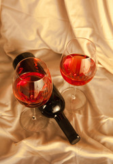 bottle of wine and glass on the table