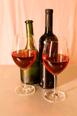 bottle of wine and glass on the table