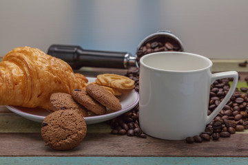 Cookies and beans background, food and drink concept