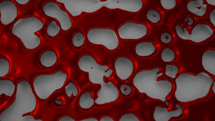 Red abstract, three-dimensional background with flowing fluid fl