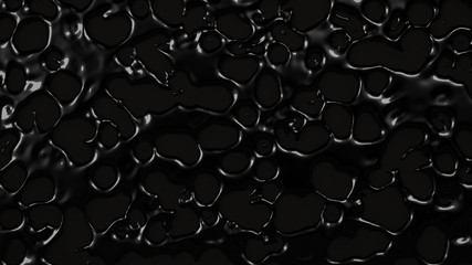 Black abstract, three-dimensional background with flowing fluid