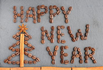 Christmas coffee. Background with coffee. Beautiful background of coffee.