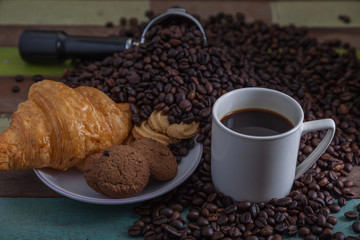 Cookies and beans background, food and drink concept