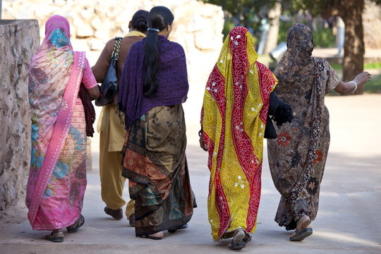 Indian Hindu women at Qutab Minar Complex in New Delhi