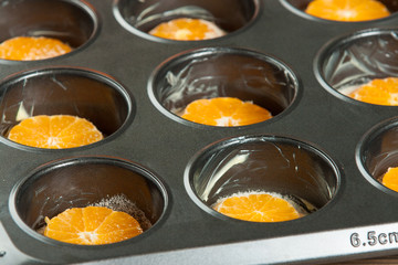 Cooking Process Of Homebaked Upside Down Clementine Muffins. Bak