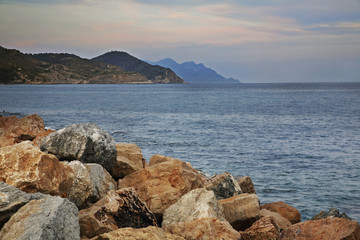 Fototapeta na wymiar Mediterranean sea near Villajoyosa. Province of Alicante. Spain