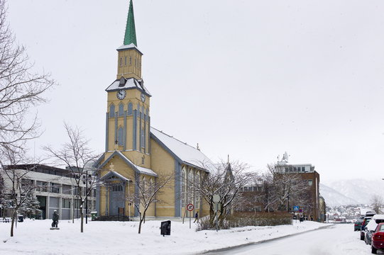 Cathedral in Tromsoya, Tromso,  Arctic Circle in Northern Norway