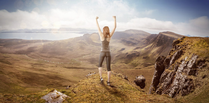 Joggerin auf einem Berg