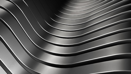 Black, stylish, modern metallic background with smooth lines. 3d