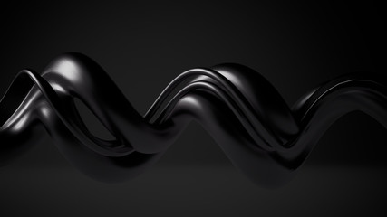 Black, stylish, modern metallic background with smooth lines. 3d