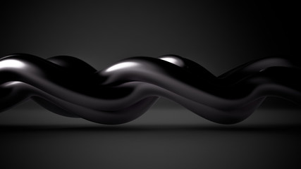 Black, stylish, modern metallic background with smooth lines. 3d