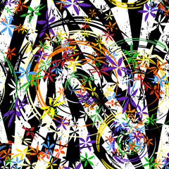 seamless background pattern, with circles, paint strokes and spl