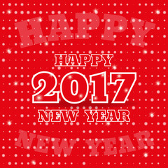 Fototapeta premium 2017 Happy New Year. Banner or greeting card for New Year Holiday on red background. Vector