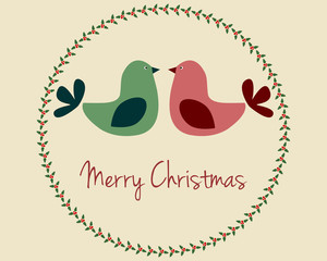 Christmas card concept with two turtle doves