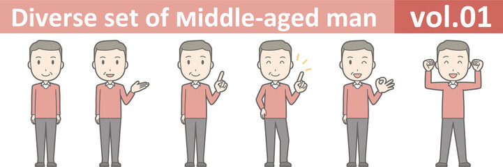 Diverse set of middle-aged man , EPS10 vector format vol.01