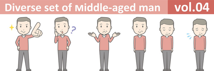 Diverse set of middle-aged man , EPS10 vector format vol.04