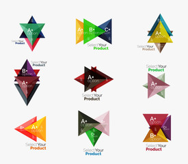 Set of triangle geometric business infographic templates