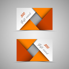 Gift card with abstract orange triangles template