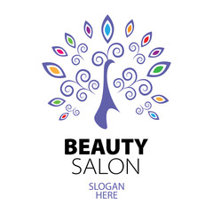 peacock logo for beauty salon
