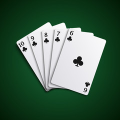 Poker cards straight flash hand template