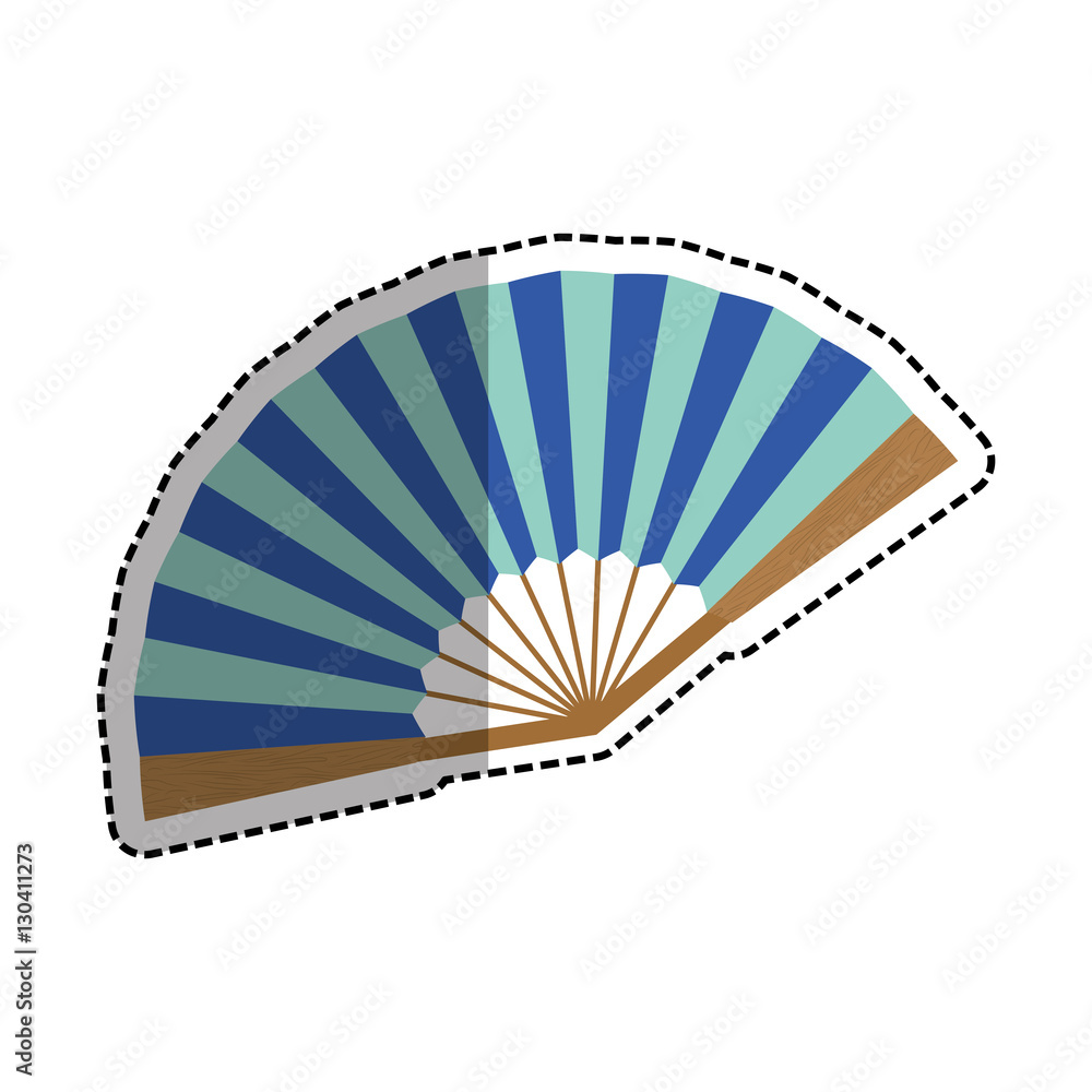 Sticker fashion hand fan icon vector illustration graphic design