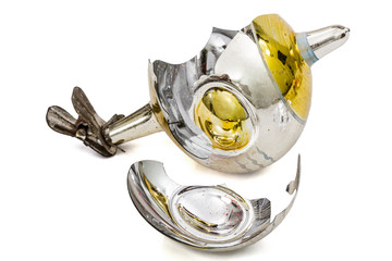 Broken Christmas ball, isolated on a white background