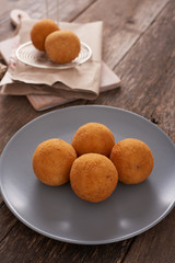 Arancini (deep fried rice balls with meat) Typical Sicilian street food