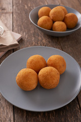 Arancini (deep fried rice balls with meat) Typical Sicilian street food