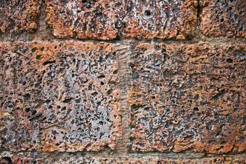 Old red brick wall texture background