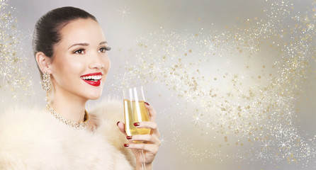 beautiful glamour woman holding champagne