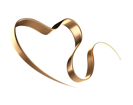 Gold ribbon in a heart shape.