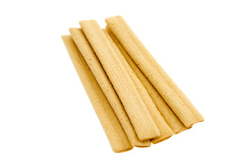 chocolate wafer sticks isolated on white background