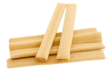 chocolate wafer sticks isolated on white background