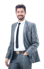 portrait of happy smiling business man, isolated on white background