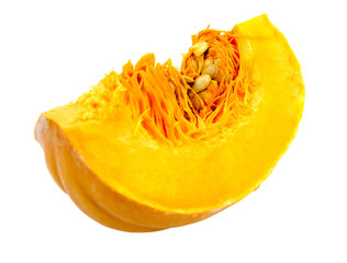 Fresh orange pumpkin isolated on white background.
