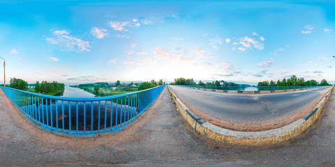 360 degree bridge river spherical panorama