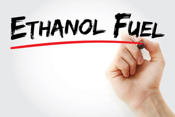 Hand writing Ethanol fuel with marker, concept background