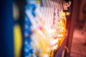 fiber optic with servers in a technology data center